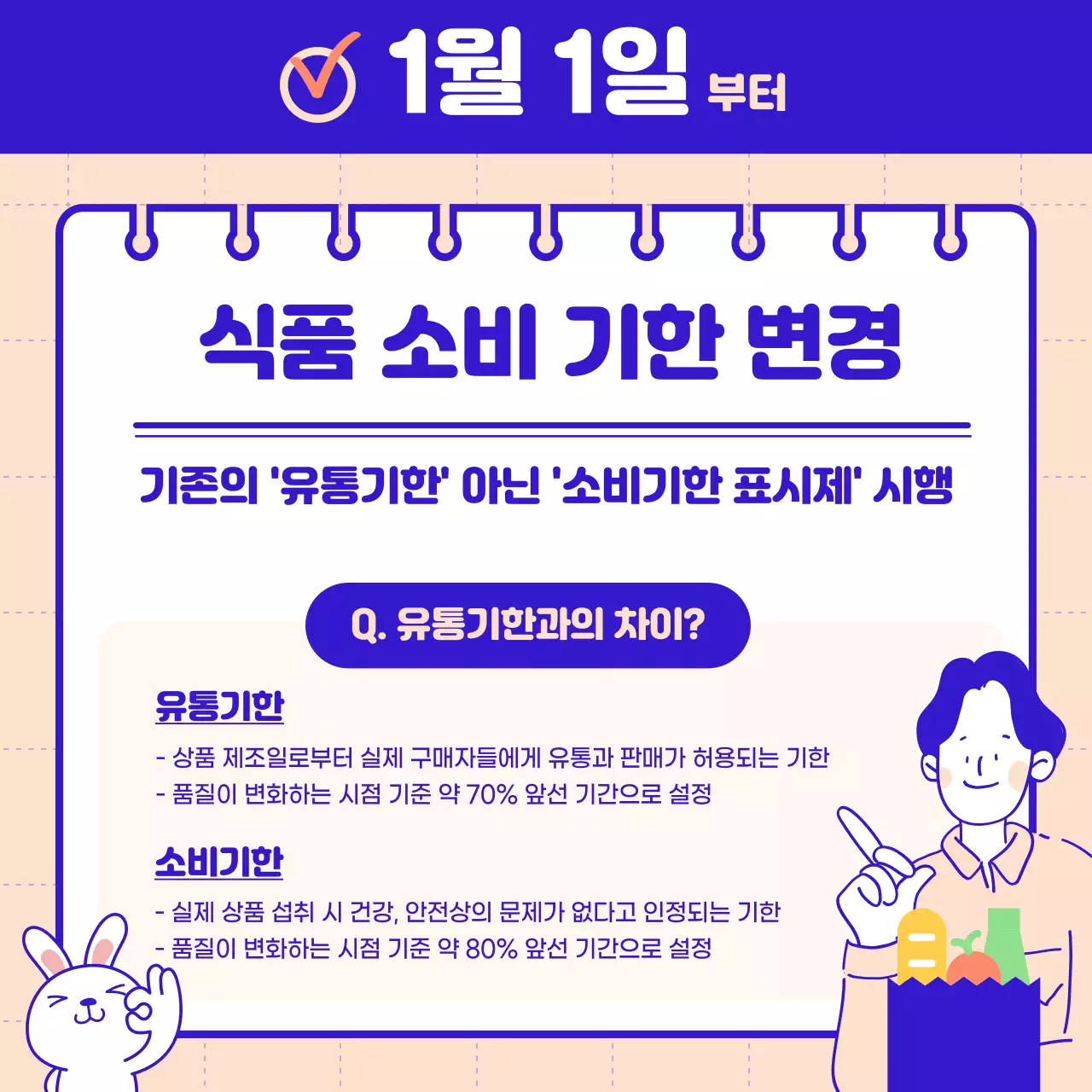 파랑과 핑크의 깔끔한 올해부터 변경된 정책 소개