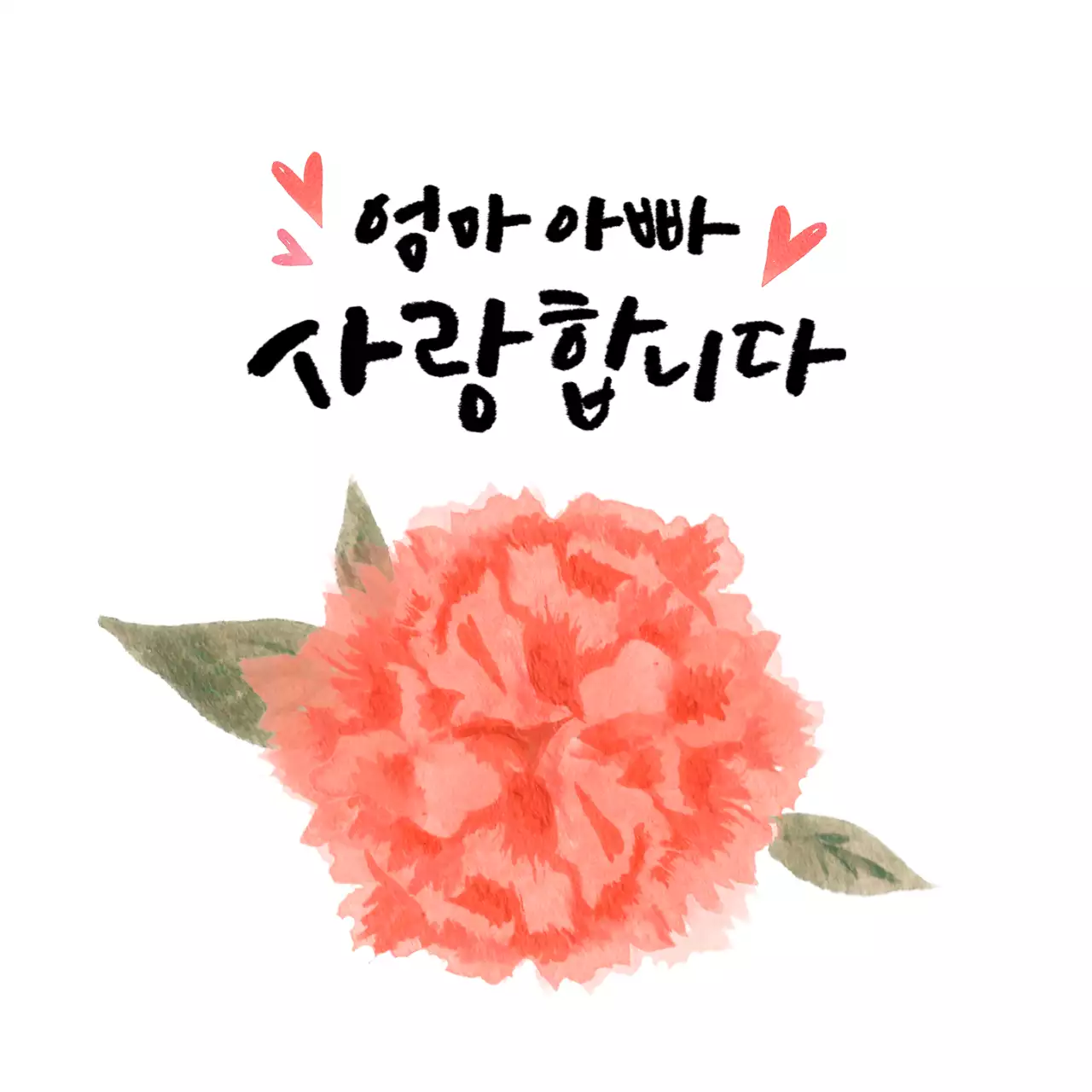 분홍색 꽃과 캘리그라피