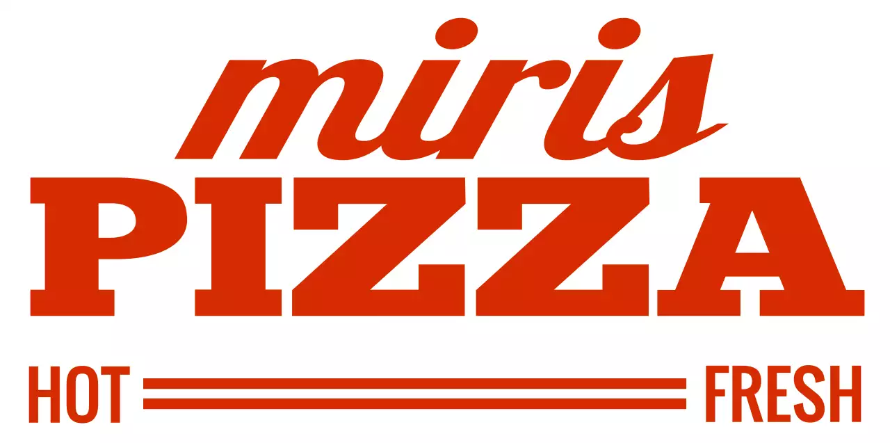 빨간색과 하얀색의 심플모던한 텍스트 강조 로고형 스타일 피자가게 홍보용 