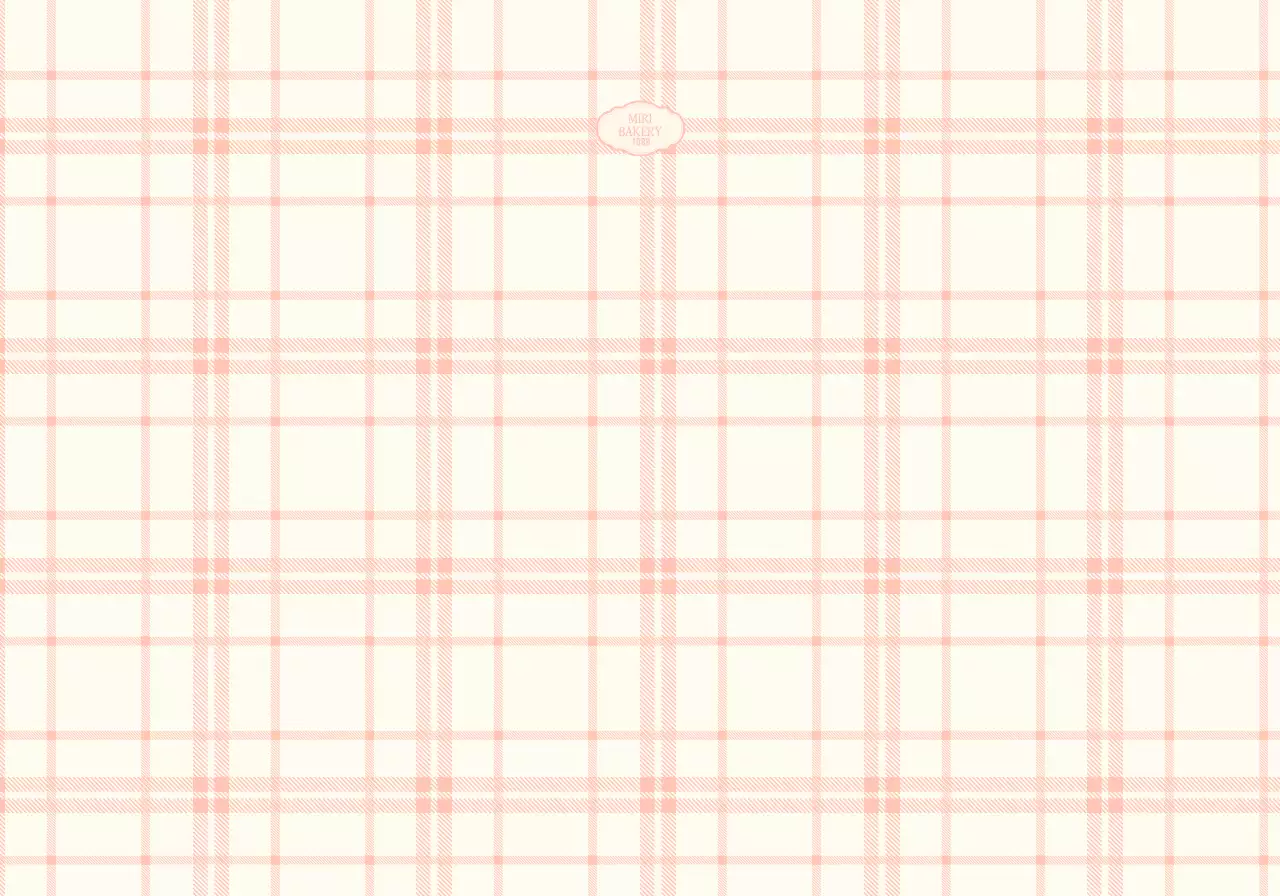 핑크색과 노란색의 체크패턴이 있는 고급스러운 패치가 있는 빵집 컨셉