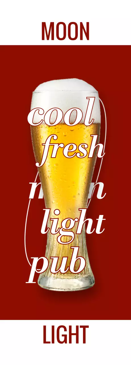 와인색과 흰색의 맥주 사진과 로고가 있는 감성적인 펍