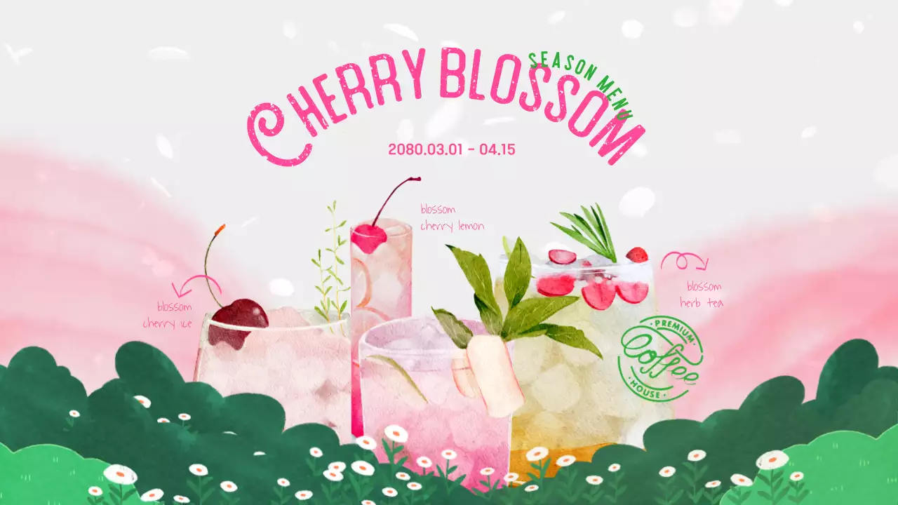 핑크색 봄의 러블리한 카페 신메뉴 광고