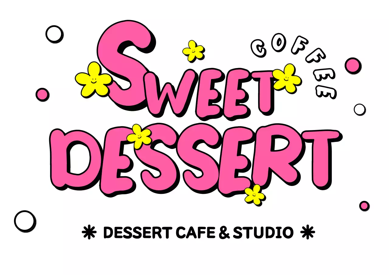 핫핑크와 노란색의 귀여운 틴에이지 컨셉의 디저트 가게 디자인