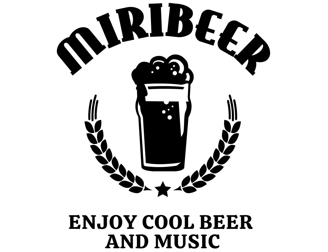 검정색의 심플한 일러스트 로고가 있는 맥주집 컨샙