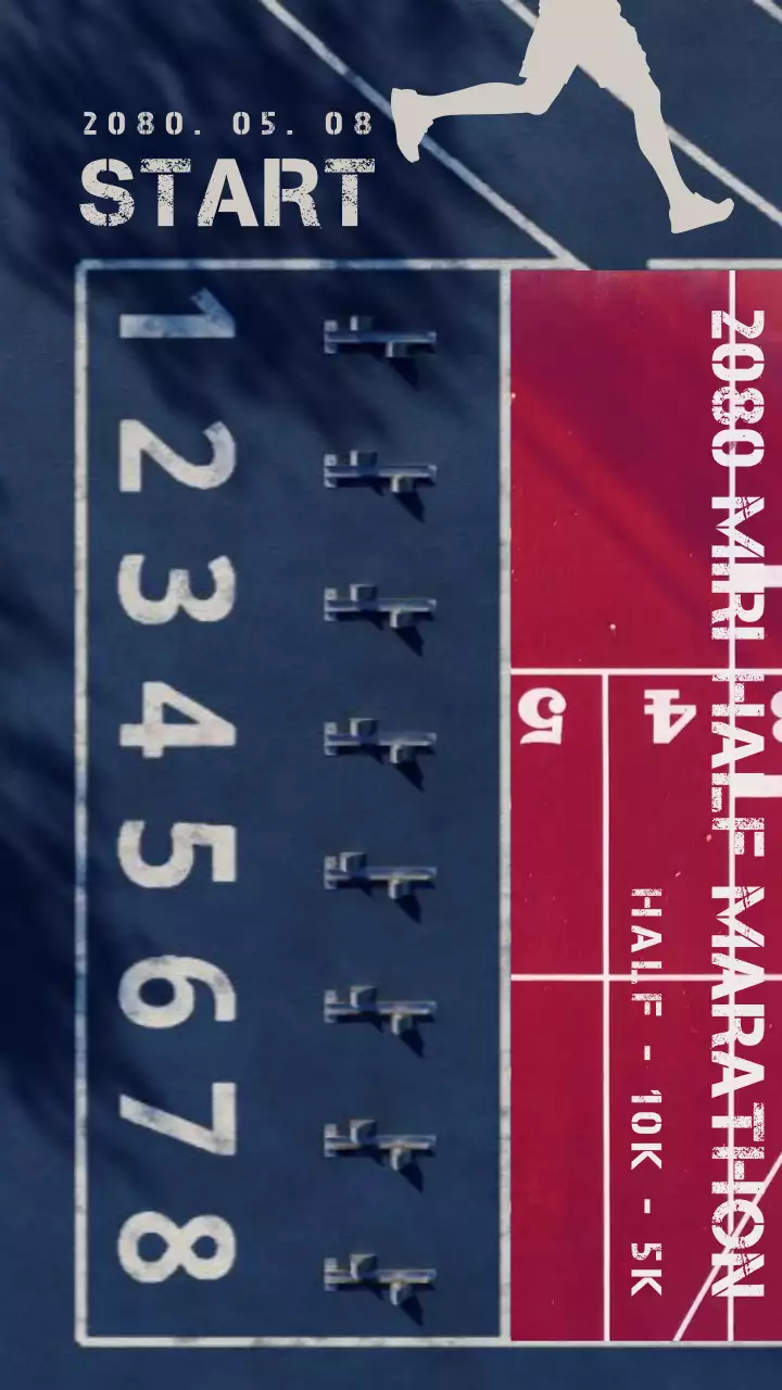 파란색과 빨간색의 마라톤 동호회 회원 모집 홍보