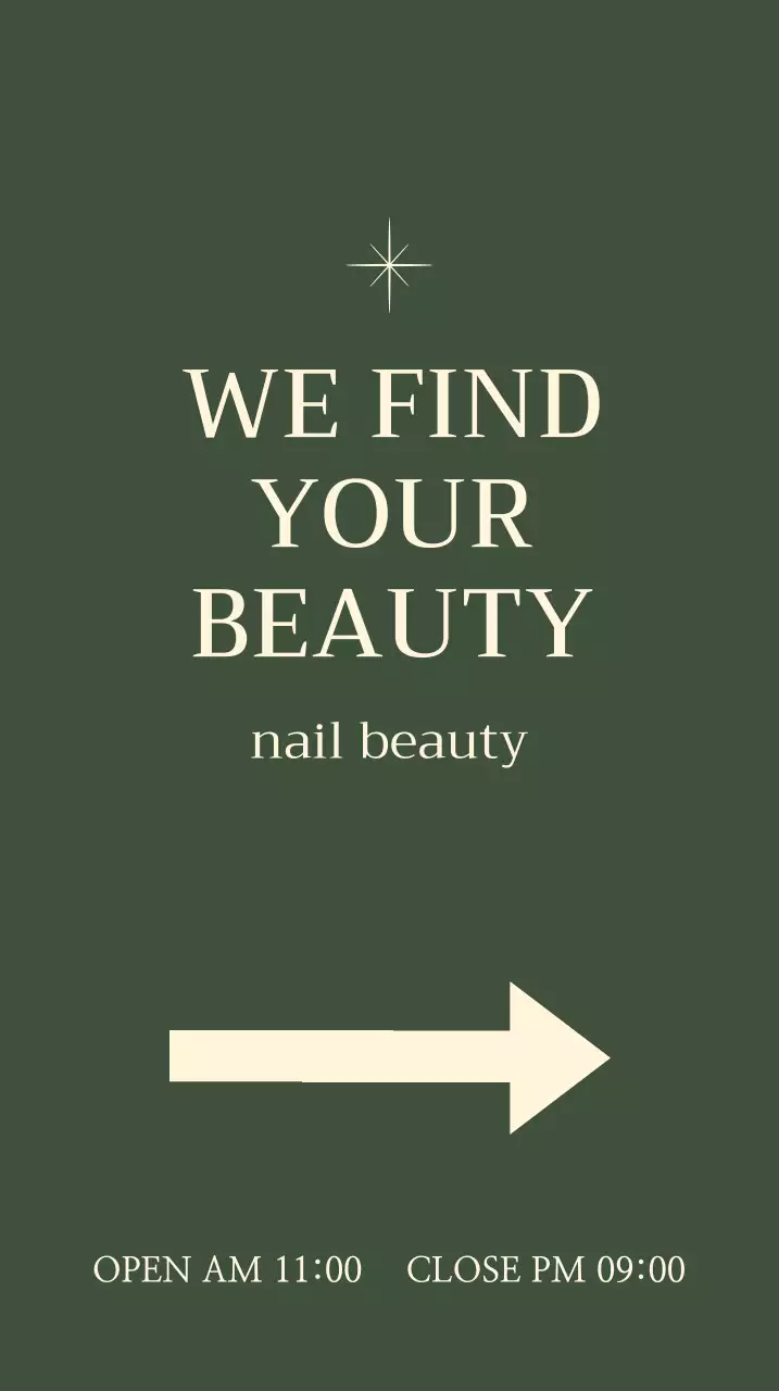 초록색 배경의 별 일러스트가 있는 네일 입간판