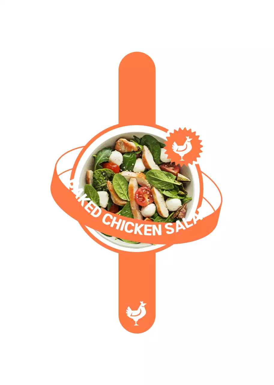 형광색상의 힙한 행성 디자인의 샐러드 메뉴 안내