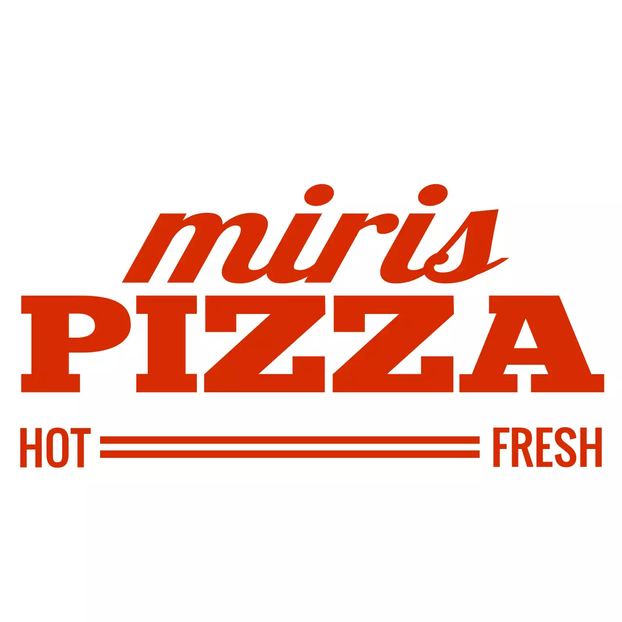 빨간색과 하얀색의 심플모던한 텍스트 강조 로고형 스타일 피자가게 홍보용 