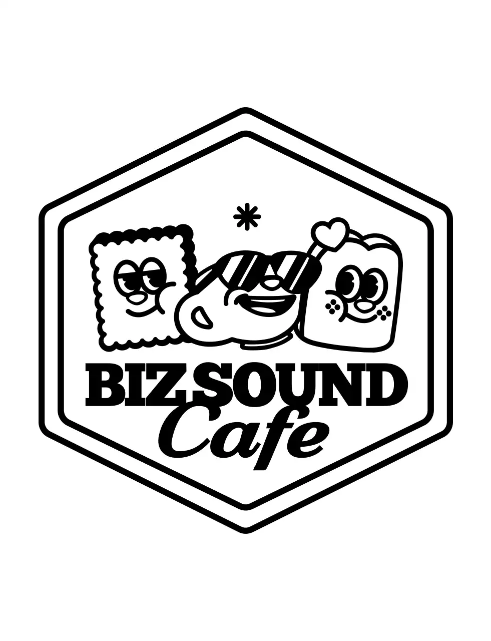 심플하고 귀여운 일러스트 앰블럼 로고 스타일 카페