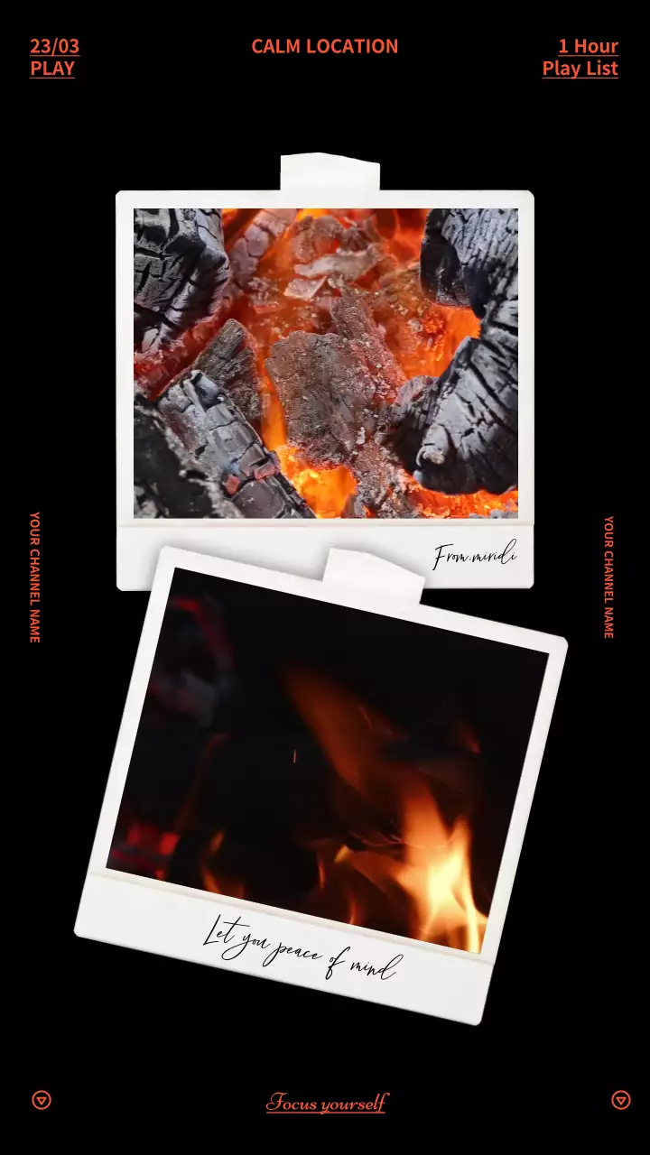 검정색과 주황색의 심플한 폴라로이드 불멍 게시글