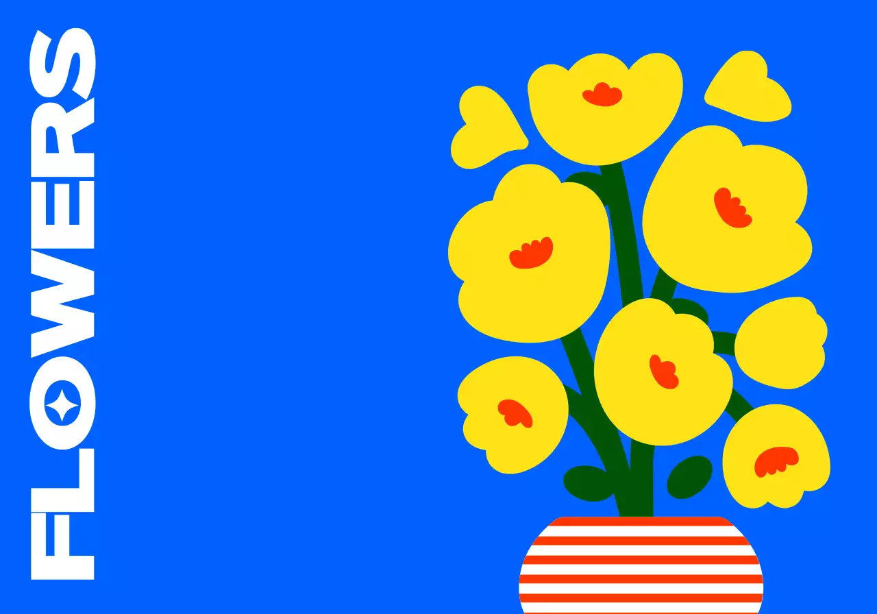 다채로운 컬러의 귀엽고 힙한 꽃 일러스트 스타일 개인굿즈용 