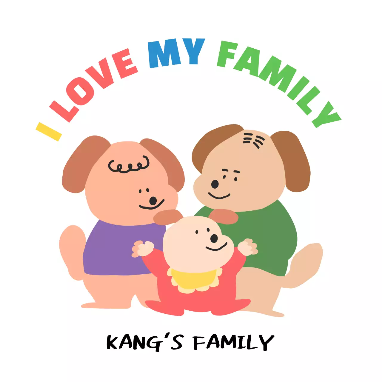 알록달록한 색상의 귀여운 컨셉의 가족 단체티셔츠