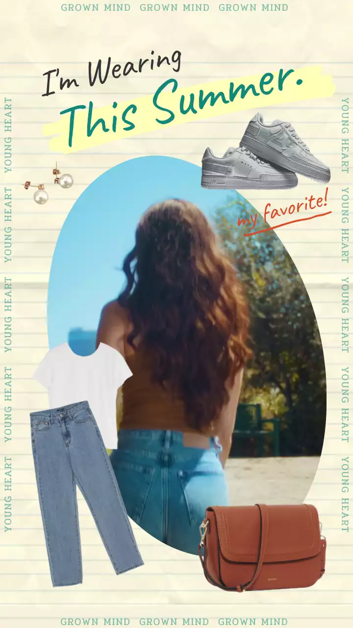 노랑 초록색의 친근한 캘리그라피 여름 데일리룩 소개