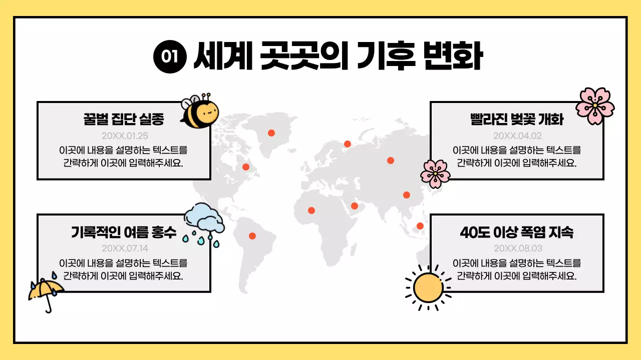 노란색과 검정색의 심플한 esg와 기후변화 대응