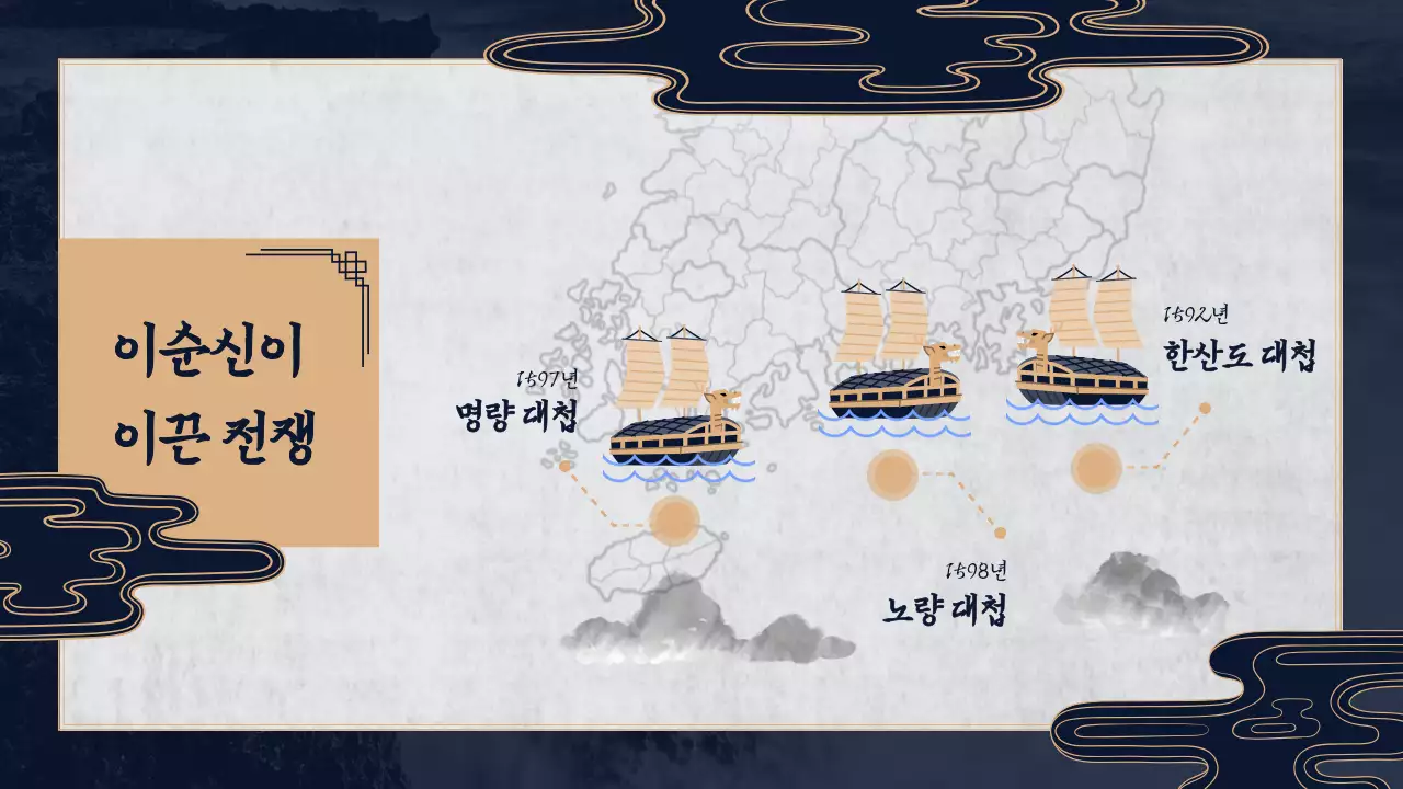 남색 바탕의 전통적인 느낌나는 한국사 발표과제