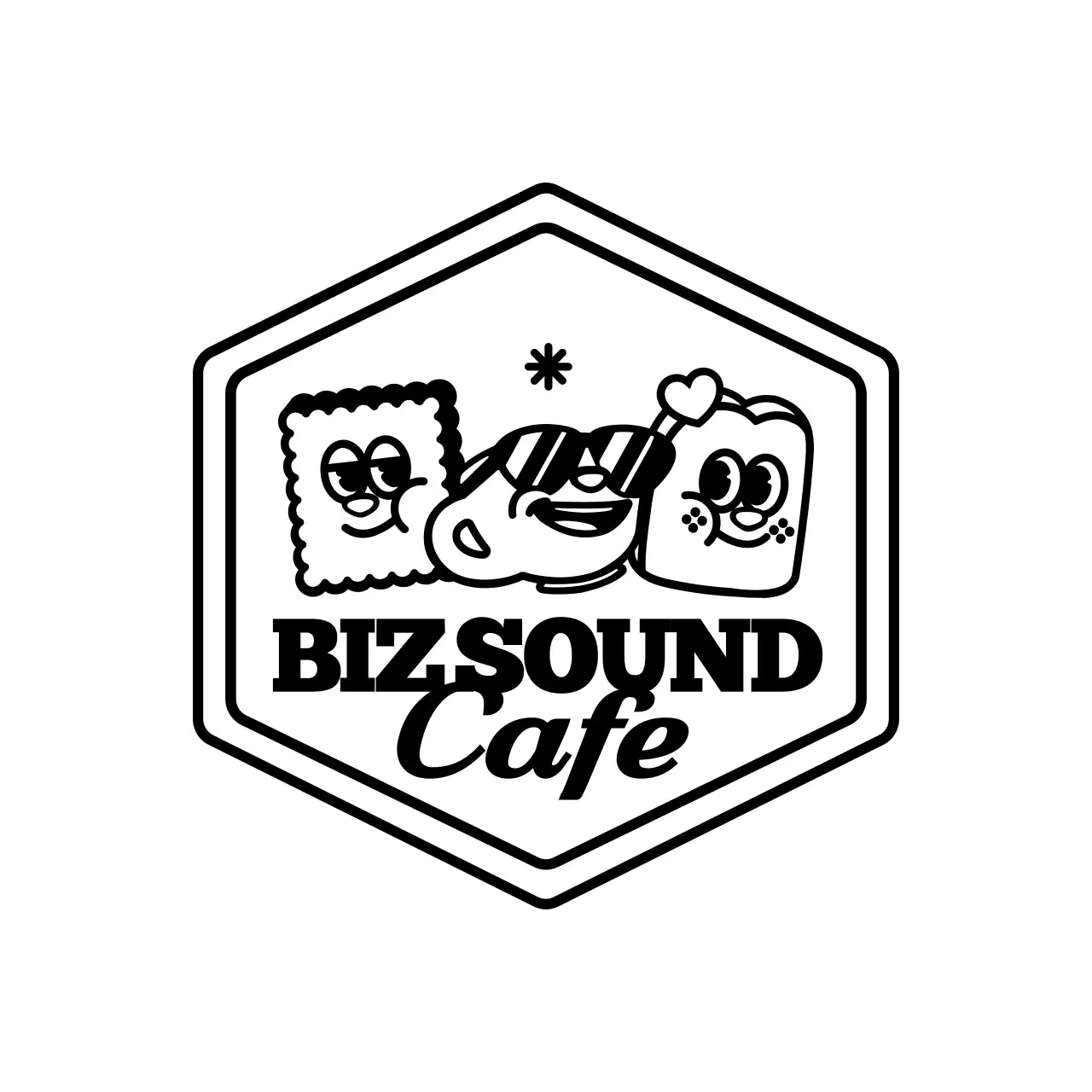 심플하고 귀여운 일러스트 앰블럼 로고 스타일 카페