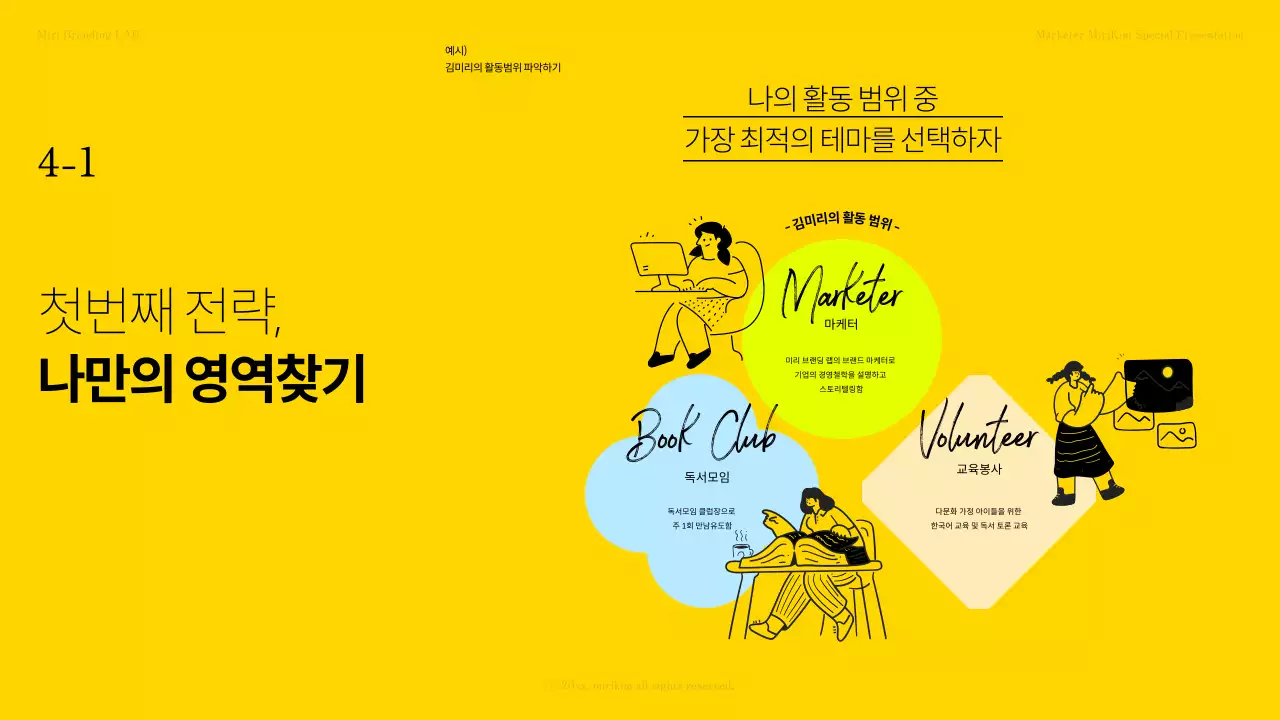 심플한 일러스트를 활용한 옐로우와 그레이톤의 강의관련 자료