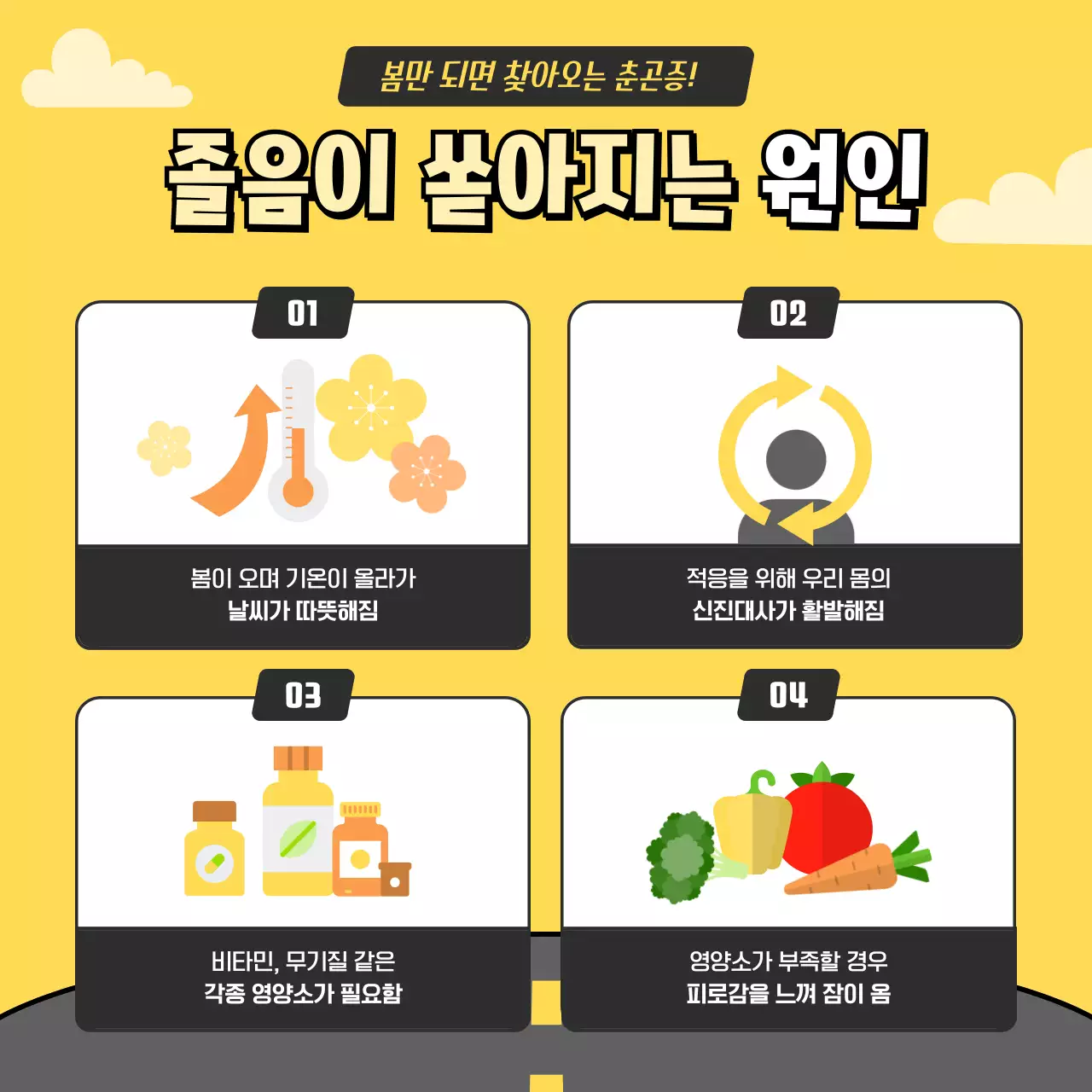 노랑색과 회색 일러스트컨셉의 졸음운전