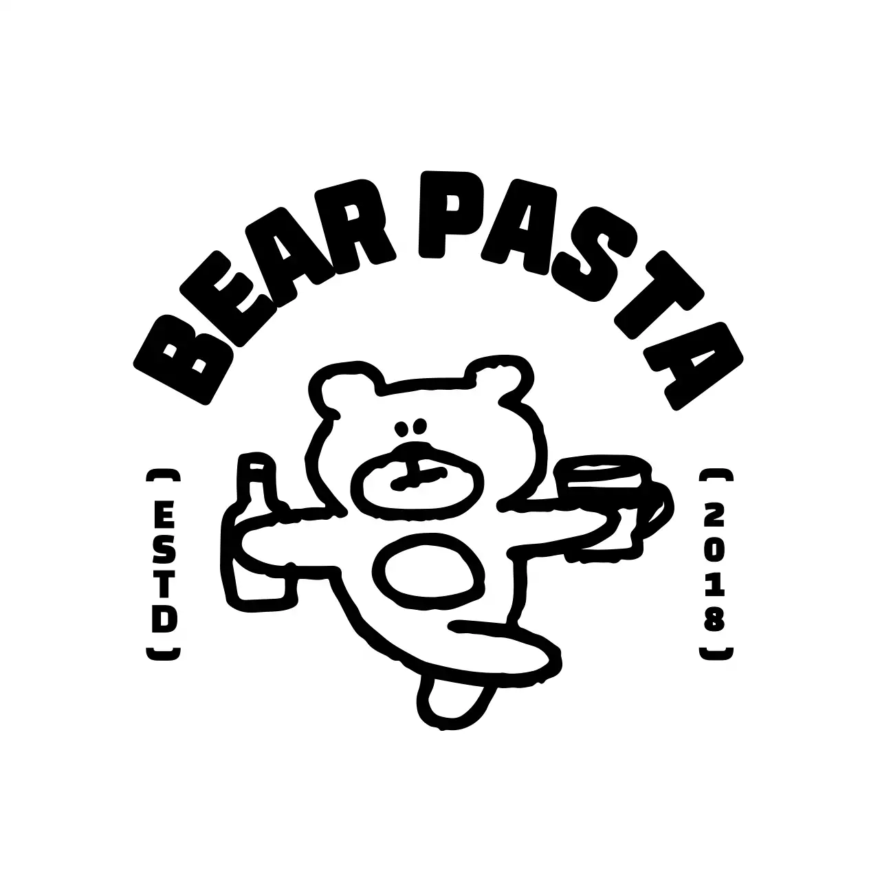 귀여운 곰돌이 일러스트가 들어간 앰블럼 로고 스타일의 펍 정보 안내 및 서비스용 