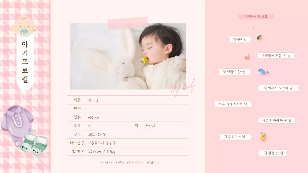 핑크색의 임신 육아 기록 테마