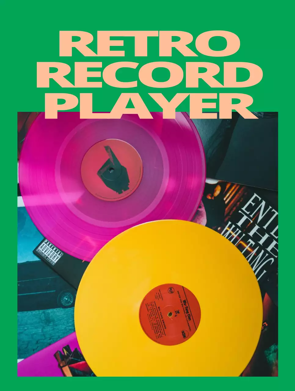 고채도의 눈에 띄는 색상을 사용한 프레임과 사진이 있는 힙한 컨셉의 굿즈