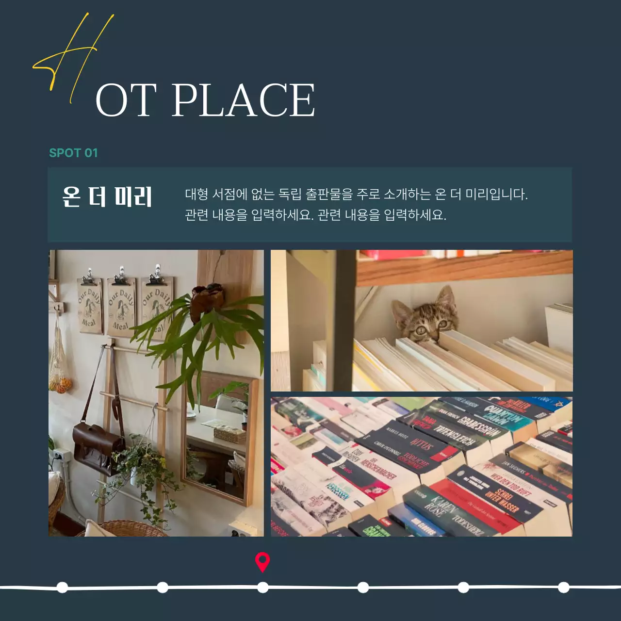 남색의 모던한 서점 가이드 게시글