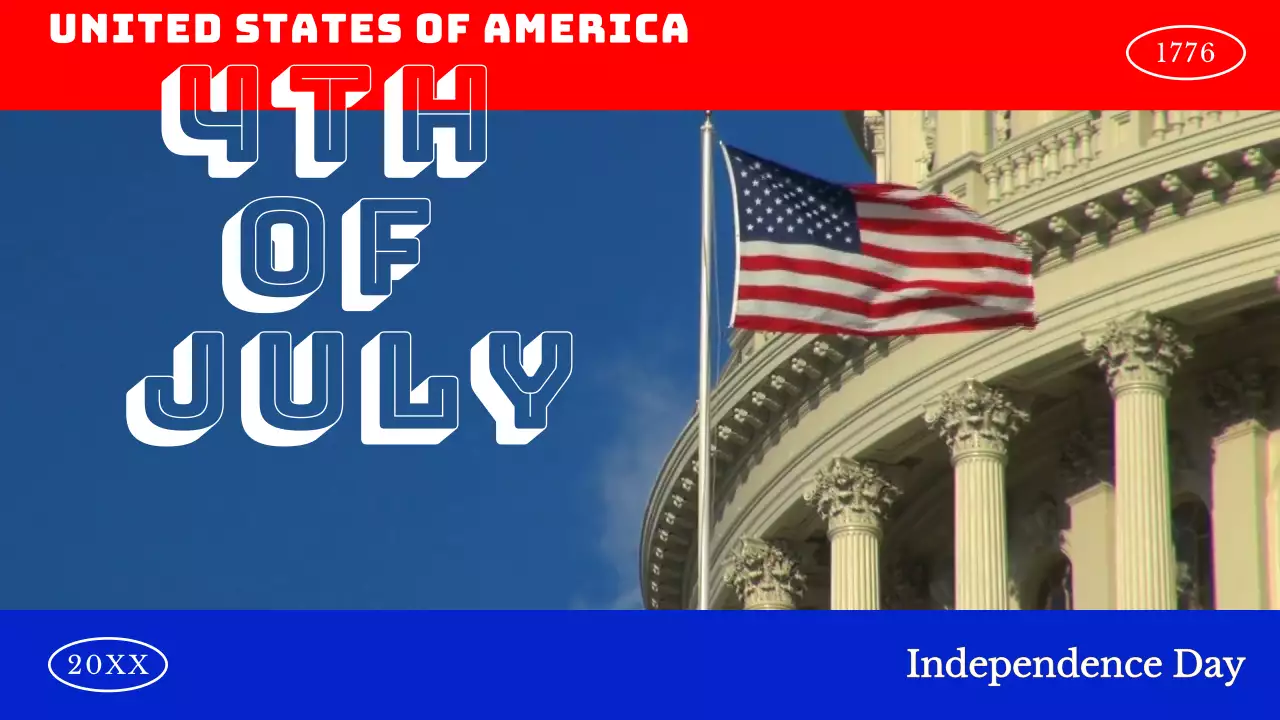 컬러풀한 미국국기가있는 재밌는 미국독립기념일 광고