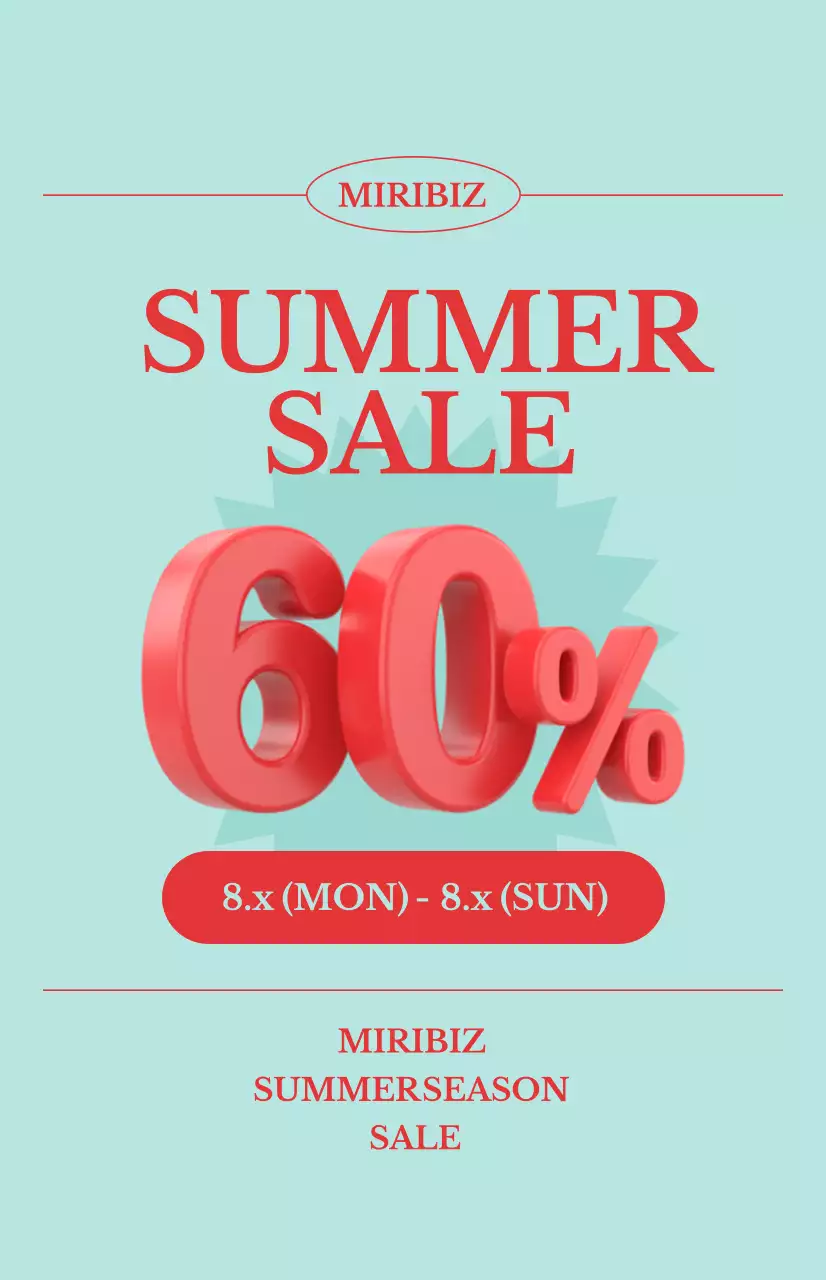 푸른 배경의 시원한 여름 세일 프로모션