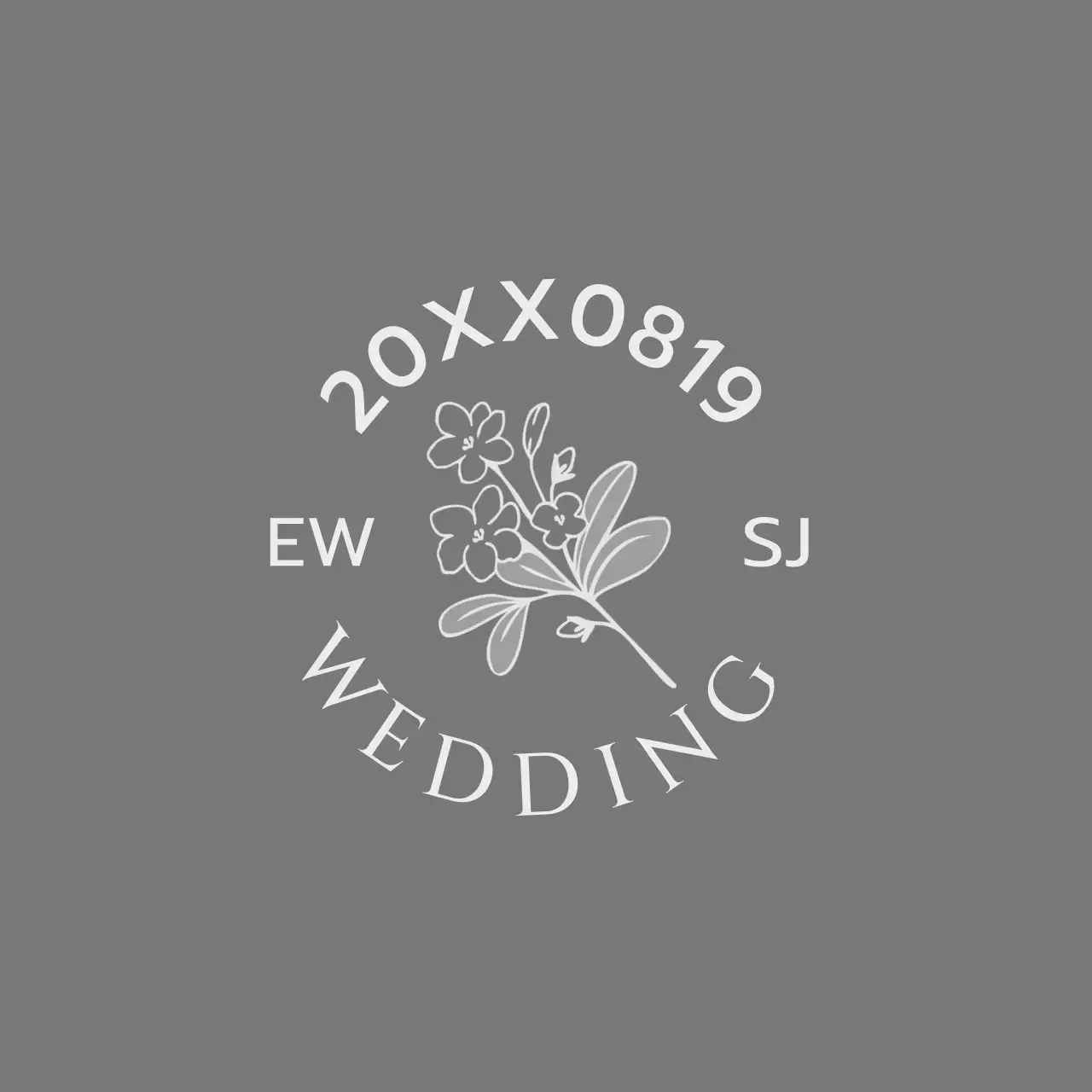 진한 회색의 꽃과 새 일러스트가 있는 결혼식 안내 청첩장용