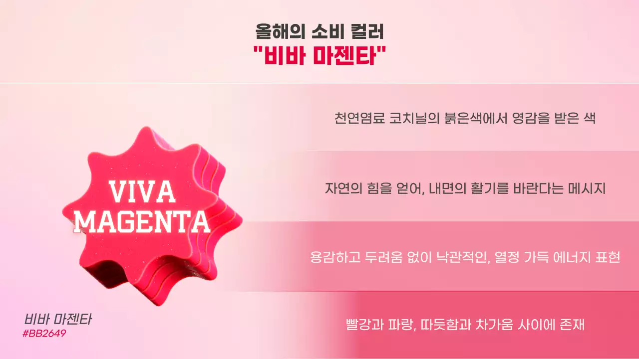 핑크색의 기하학적인 올해의 트렌드 컬러 기획서