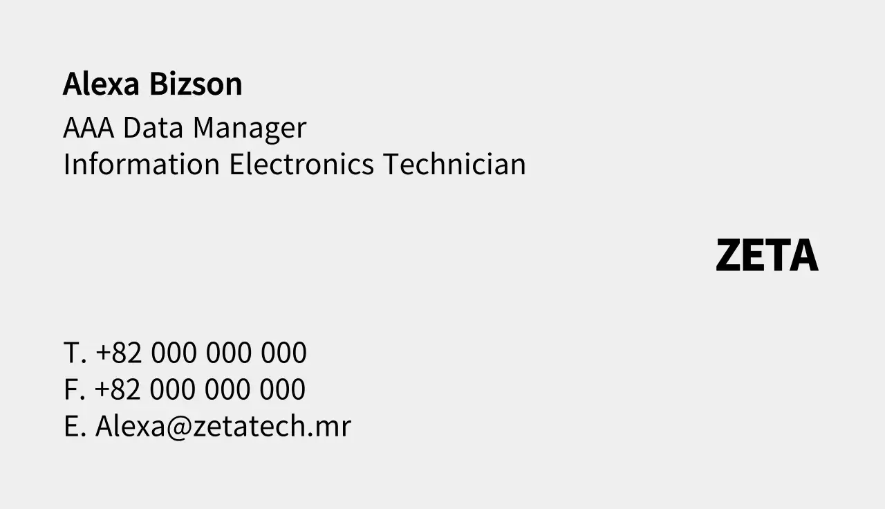 직선의 로고가 돋보이는 실버 명함