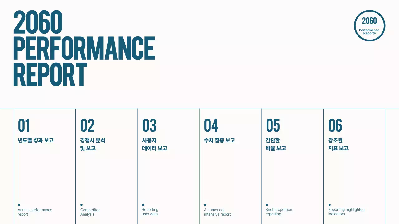 블루색상의 인포그래픽을 활용한 깔끔하고 심플한 데이터보고서