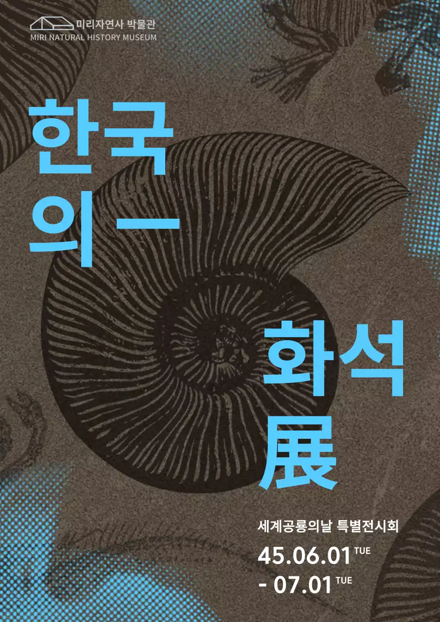 브라운색의 거친텍스쳐의 공룡화석일러스트 화석전시회 아트웍