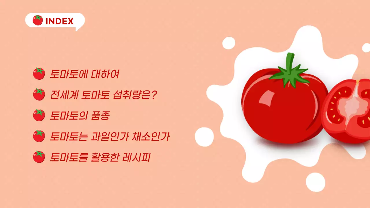 빨강과 주황색의 키치한 토마토 설명