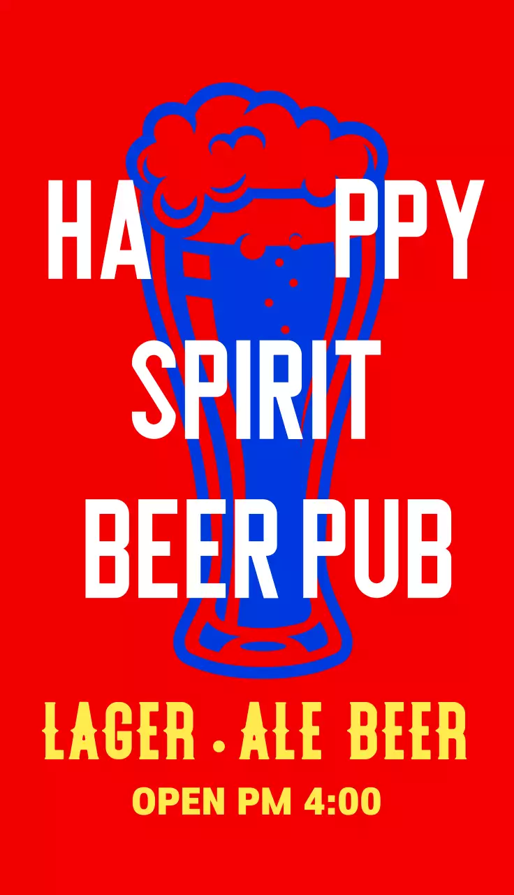 파란색의 힙한 맥주 일러스트 비어 펍 메뉴판