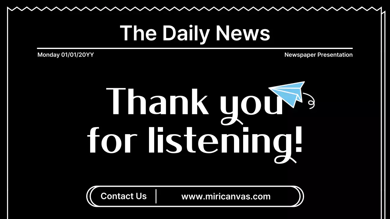 블랙 배경의 뉴스페이퍼 컨셉의 굵은 라인의 주목성있는 프레젠테이션