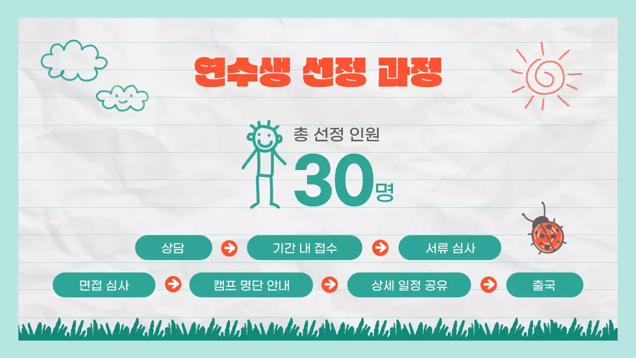 노트 컨셉의 귀여운 어린이 여름캠프 어학 프로그램 안내서