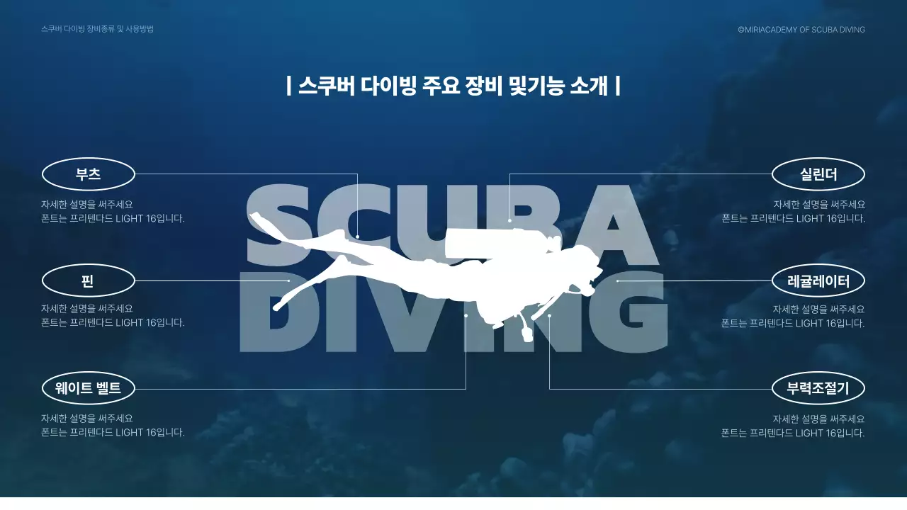 푸른색의 바다 이미지와 타이포를 활용한 해양레저 교육