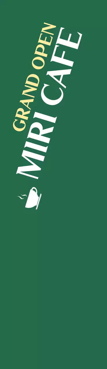 초록색 배경에 카페 오픈 홍보 대형