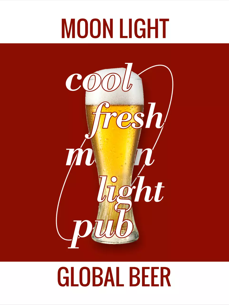 와인색과 흰색의 맥주 사진과 로고가 있는 감성적인 펍