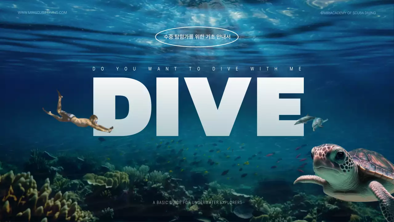 푸른색의 바다 이미지와 타이포를 활용한 해양레저 교육