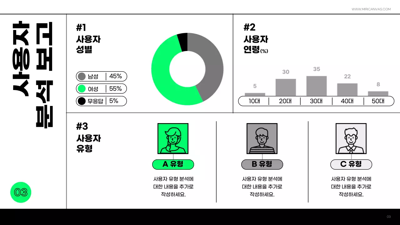 화이트와 블랙에 네온컬러로 포인트를 준 미니멀한 성과 보고서