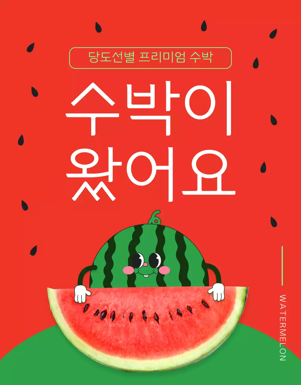 빨강과 초록색의 트로피칼한 수박 판매 쇼핑몰 홍보
