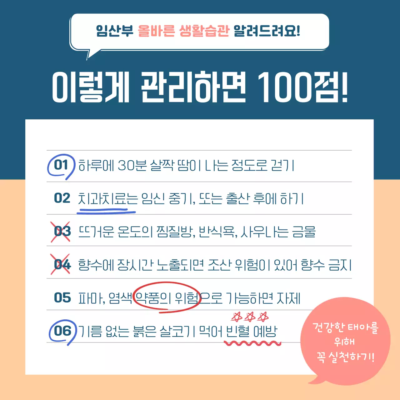 연분홍과 남색의 깔끔한 일러스트 임산부 가이드