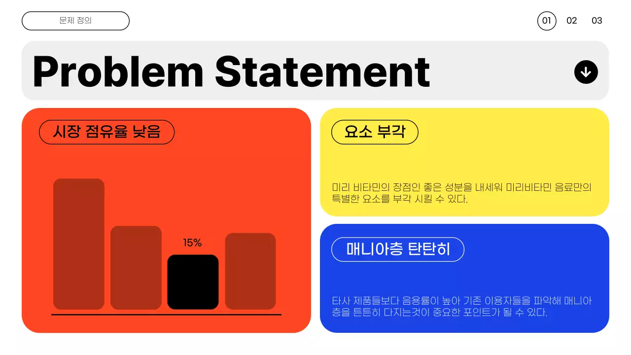 노란색과 파란색의 깔끔한 인터페이스 대학생 광고전략 제안서