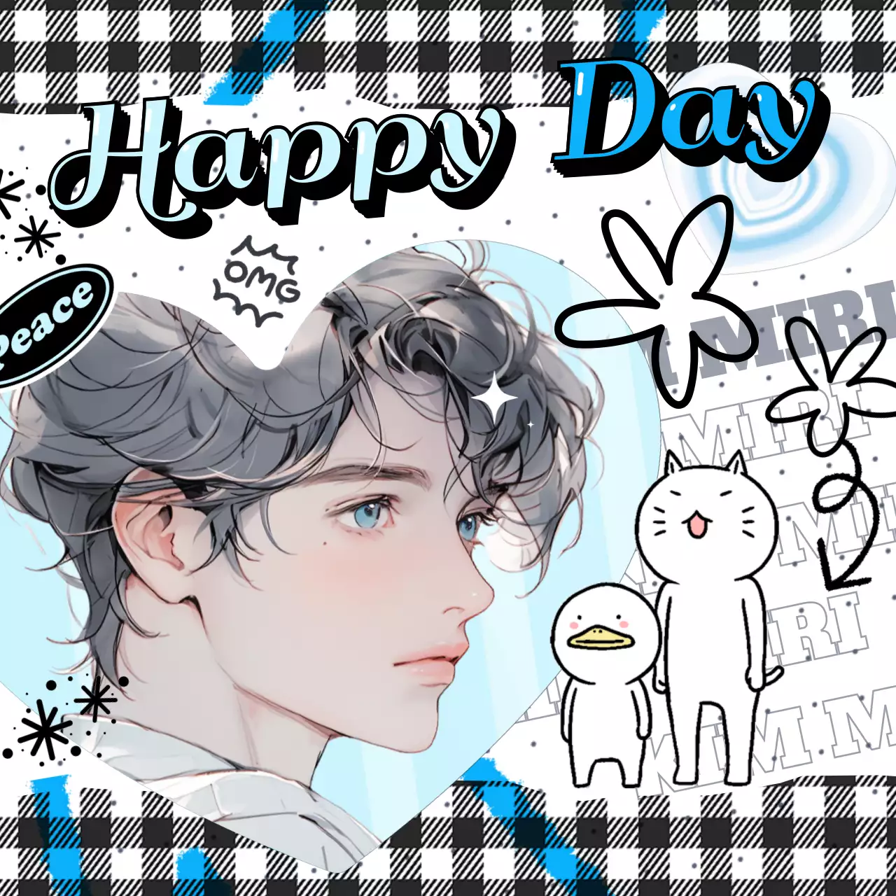 파란 검정 체크 무늬 다이어리 아이돌 앨범 소개