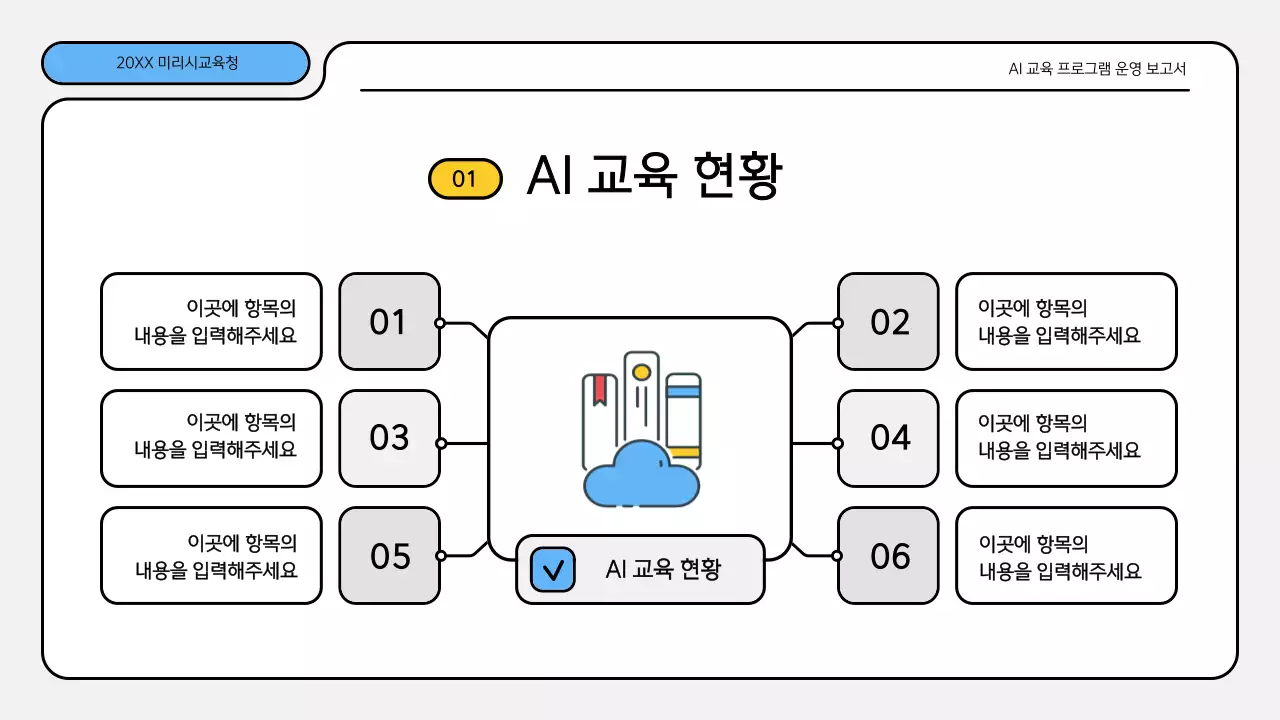 파랑색과 노랑색의 깔끔한 교육 보고서 프레젠테이션 키트