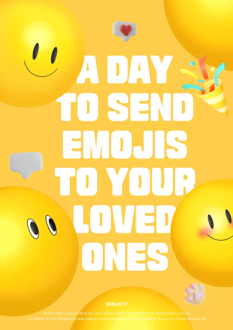 노란색 귀여운이모지 세계이모지의날 홍보
