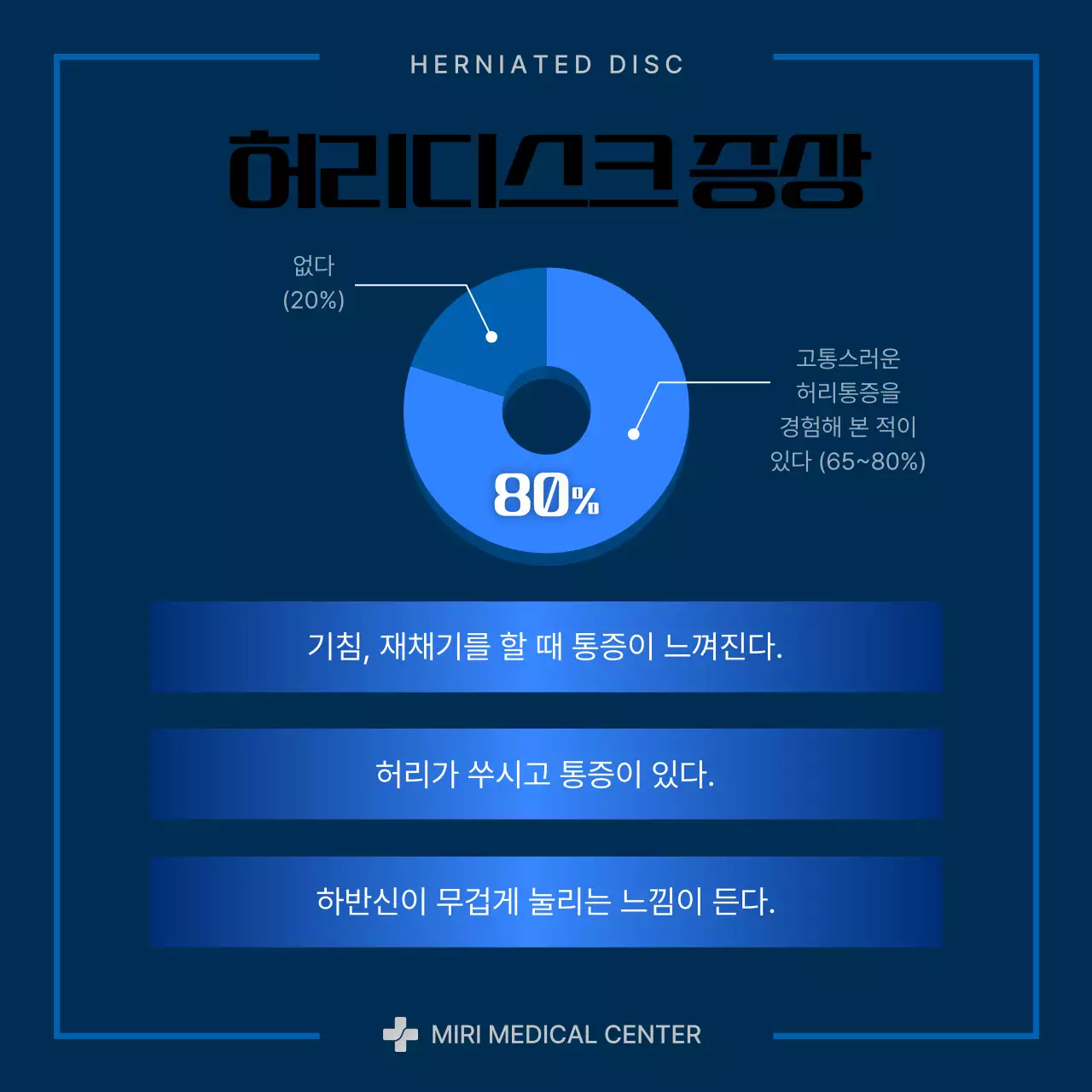 파란색과 남색의 모던한 허리디스크 정보