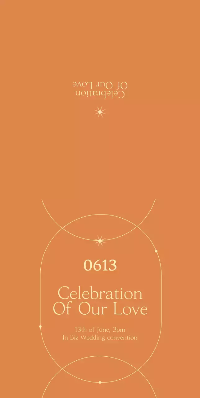 주황색 배경의 감성 심플 결혼식 청첩장